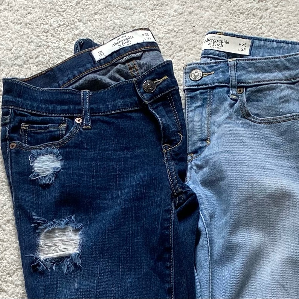 Abercrombie & Fitch Women’s Straight Leg Jeans - Dark Blue & Light Blue